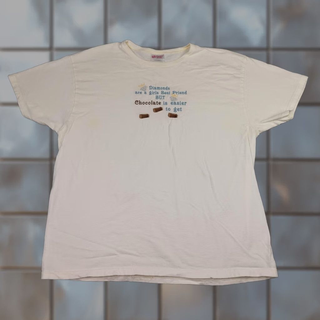 Hanes VINTAGE Hanes Shirt Womens XL White Chocolate Diamonds Funny Graphic Tee 90s Size XL / US 12-14 / IT 48-50 - 1 Thumbnail