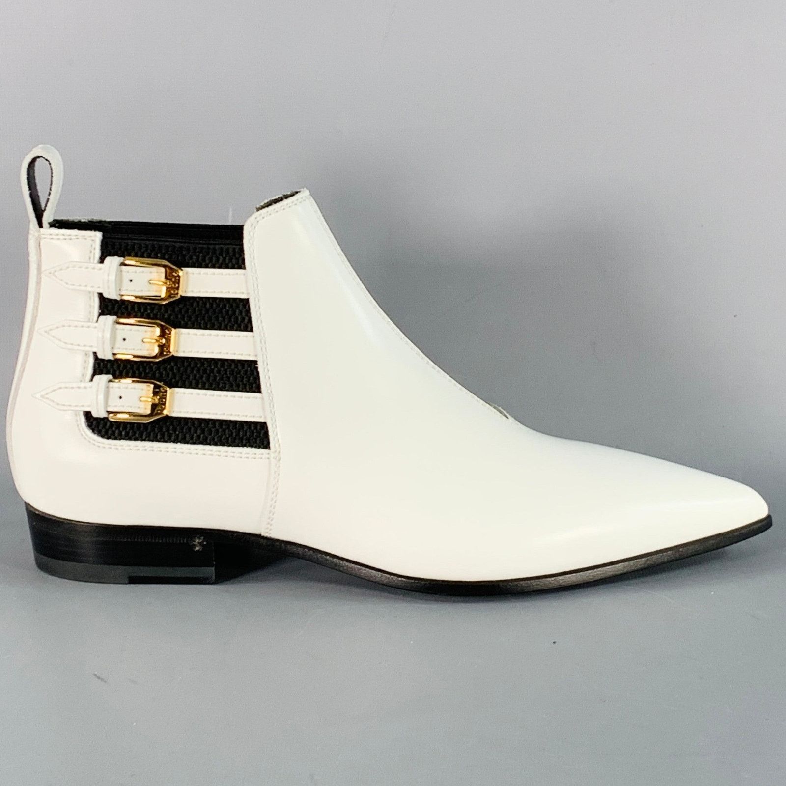 Gucci White Black Gold Leather Pointed Toe Pull On Ankle Boots Size US 8 / IT 38 - 2 Thumbnail