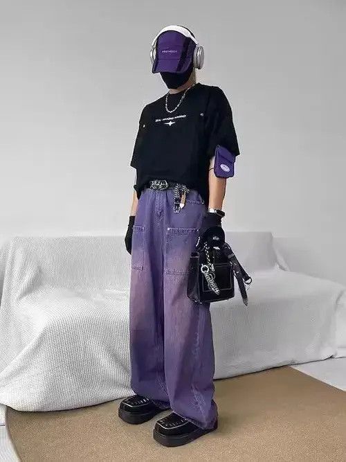 VIBE Purple Baggy Denim Jeans Size US 30 / EU 46 - 1 Thumbnail