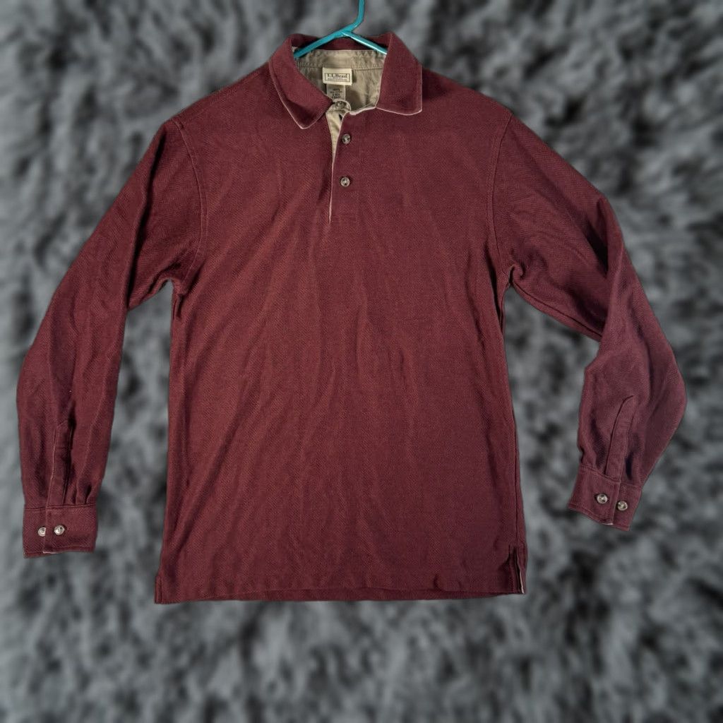 Vintage VINTAGE L. L. Bean Polo Shirt Men Small Red Cotton Knit Casual Preppy Dark Academia 90s 00s All Seasons Placket Size US S / EU 44-46 / 1 - 1 Thumbnail