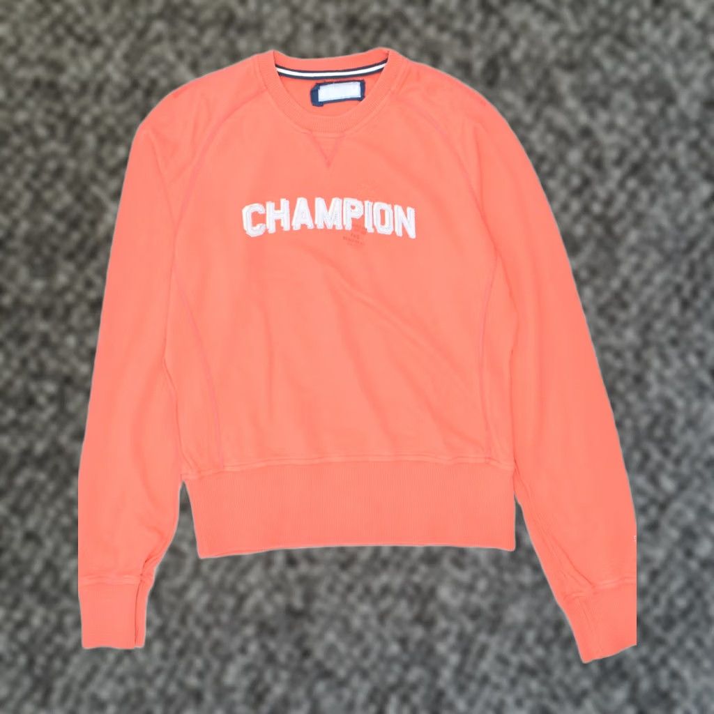 Champion VINTAGE CHAMPION Womens Sweatshirt Orange Cotton UK 14 Medium UO41 Jumper Graphic Logo Pullover Designer Size M / US 6-8 / IT 42-44 - 1 Thumbnail