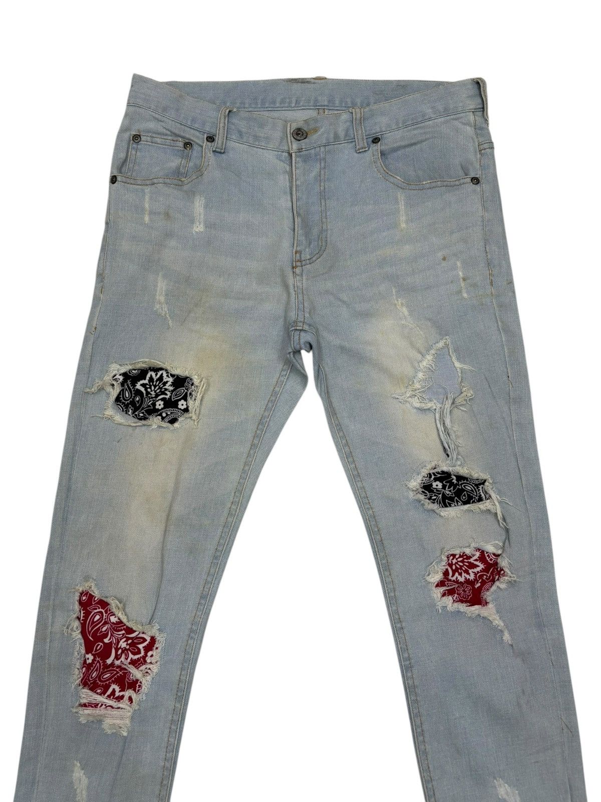 Kapital Vintage Japanese Brand Paisley Patchwork Distress Denim Jean Size US 31 - 5 Thumbnail