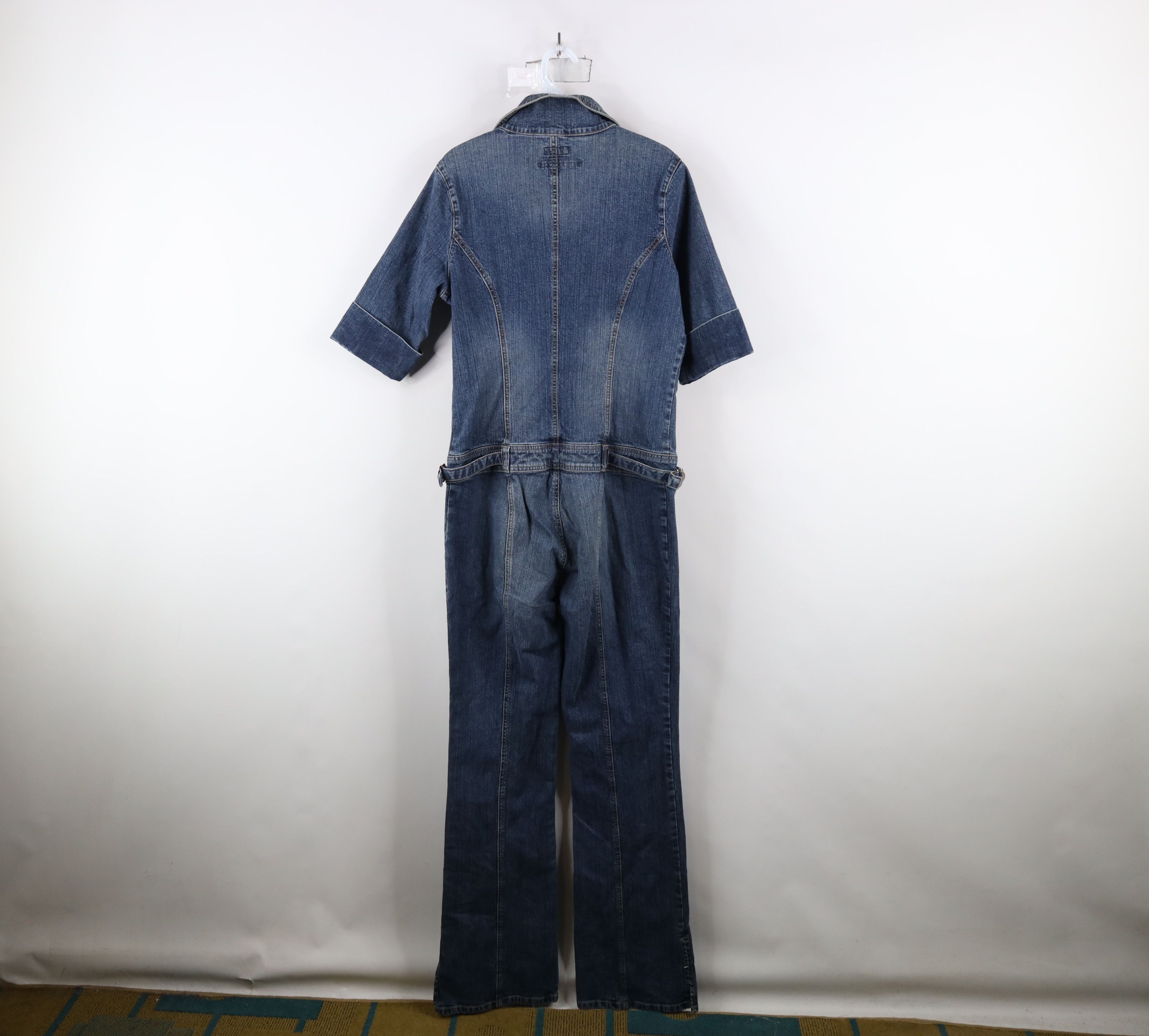 Guess × Vintage Vintage 90s Y2K Guess Flared Denim Jumpsuit Coveralls Size 28" / US 6 / IT 42 - 13 Thumbnail