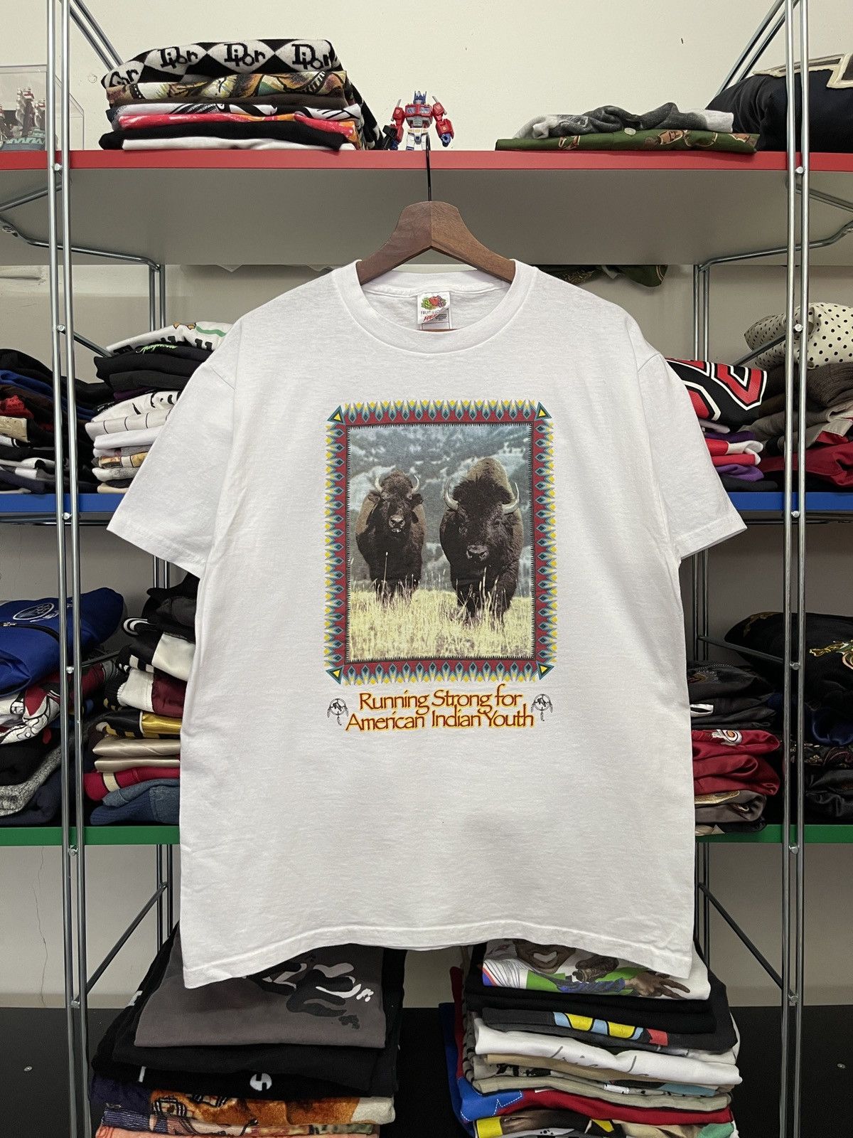 Vintage Vintage 90s Running Strong for America Indian Youth Tee Size US L / EU 52-54 / 3 - 1 Thumbnail