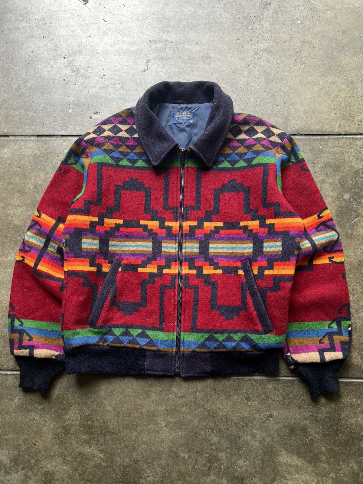 Vintage ‘70s Pendleton Aztec Blanket Wool Jacket Western Wear Size US L / EU 52-54 / 3 - 1 Thumbnail