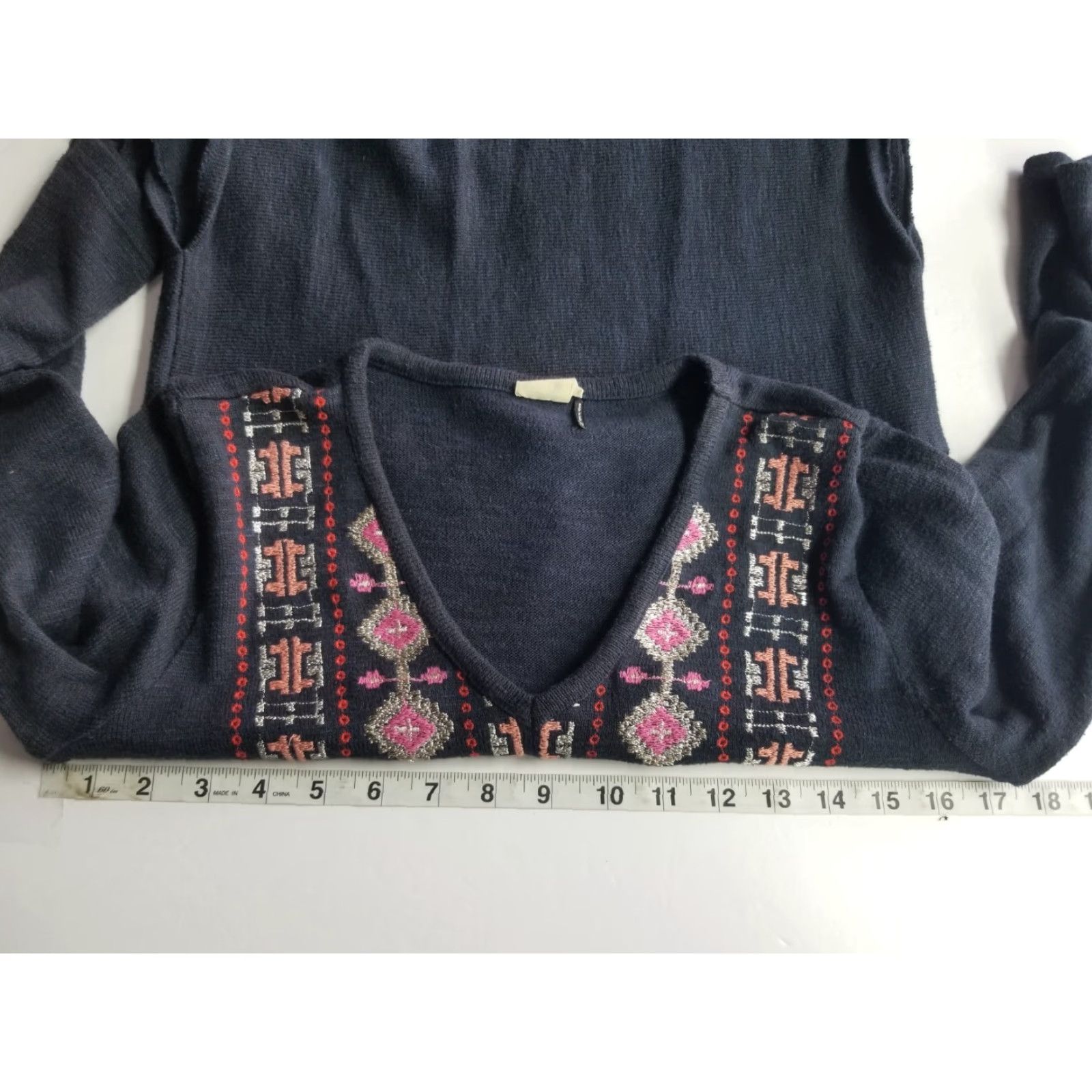 Anthropologie Anthropologie Tunic Dress XS 3/4 Sleeve Embroidered Hi-Low Cotton Poly Blue Women Size XS / US 0-2 / IT 36-38 - 3 Thumbnail