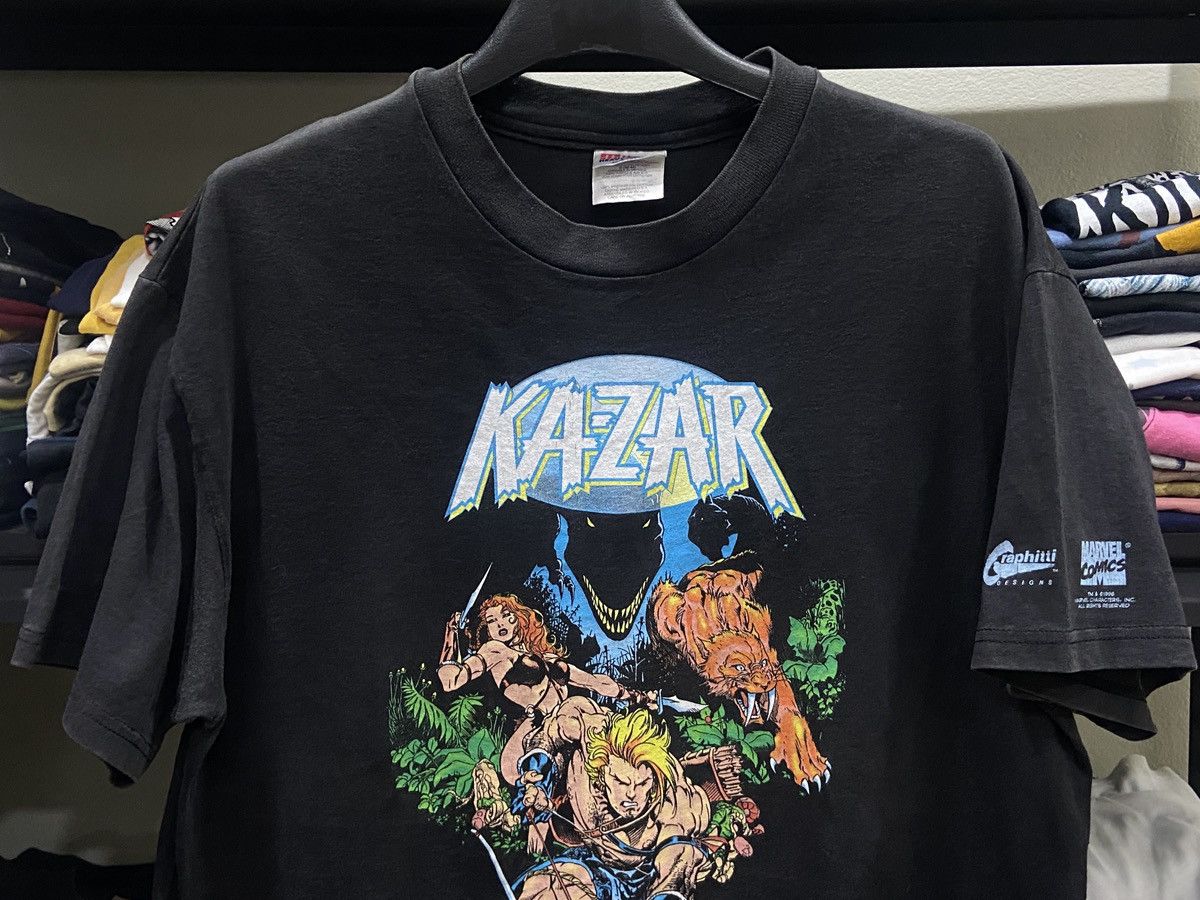 Band Tees × Marvel Comics × Vintage Vintage 1998s KAZAR Marvel Comic X-MEN Cartoon T-SHIRT Size US L / EU 52-54 / 3 - 2 Thumbnail