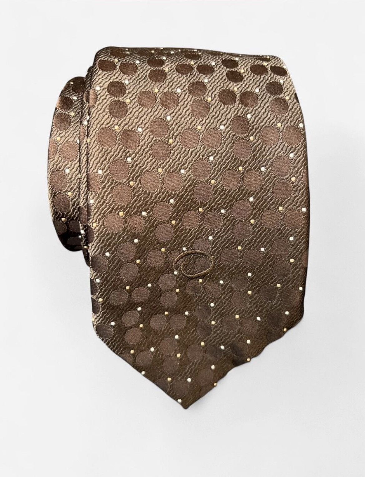 Oscar De La Renta Oscar de la Renta Silk Blend Brown Polka Dot Men's Necktie Size ONE SIZE - 1 Thumbnail