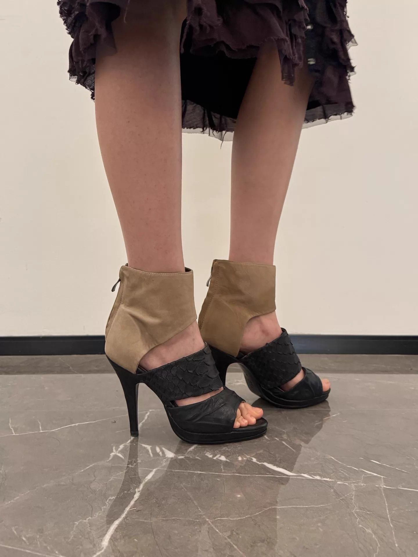 Vintage Vintage Japanese Brand Cowhide Cutout High Heels EU37 10cm Heel Size US 6.5 / IT 36.5 - 2 Thumbnail