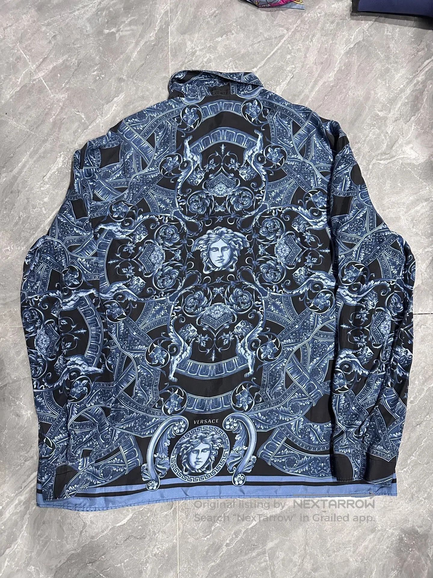 Versace Versace Silk Long Sleeve Shirt Blue Black. Size US S / EU 44-46 / 1 - 2 Thumbnail