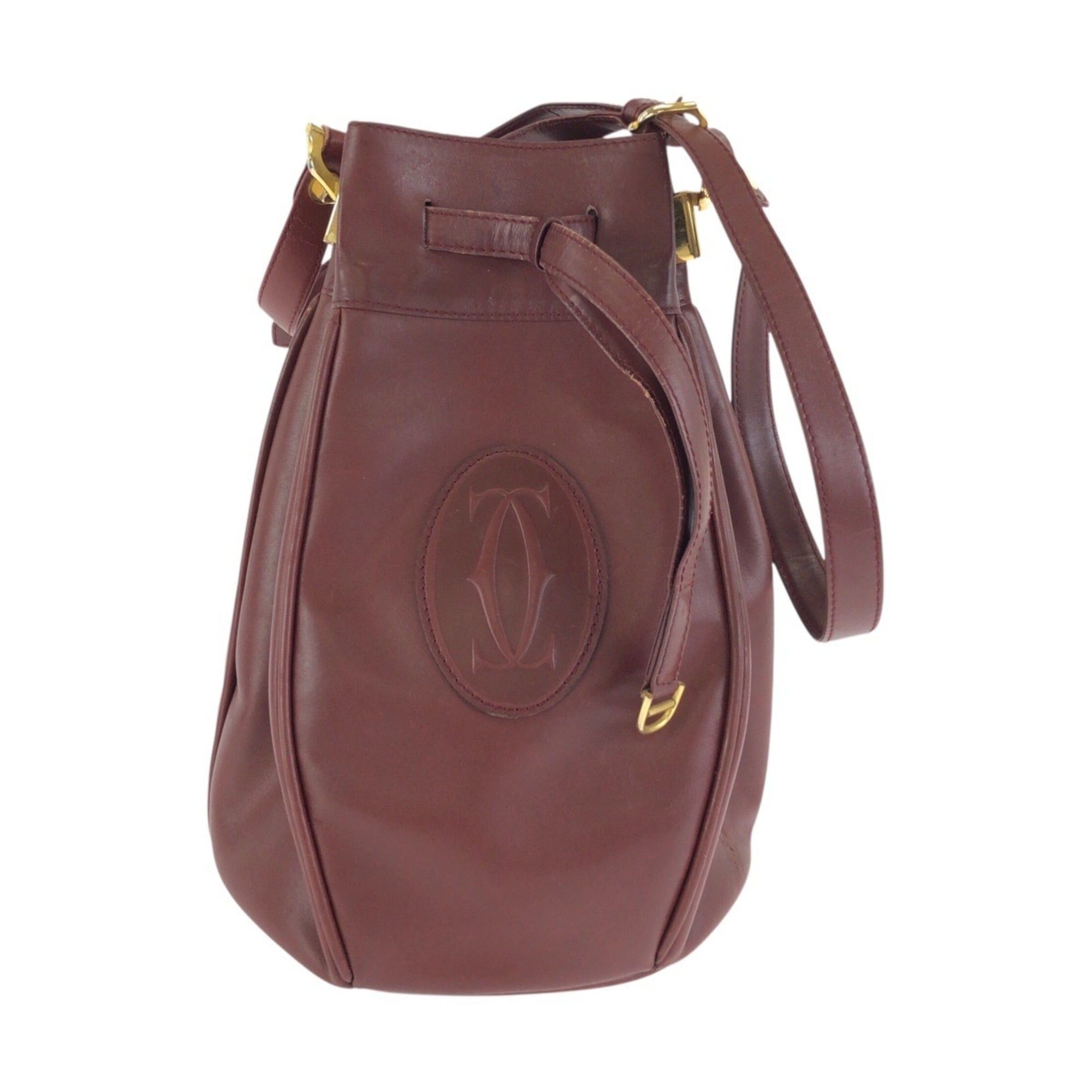 Cartier Cartier Must Line Wine Red Bordeaux Gold Hardware Leather Shoulder Bag Pouch for Women Size ONE SIZE - 1 Thumbnail