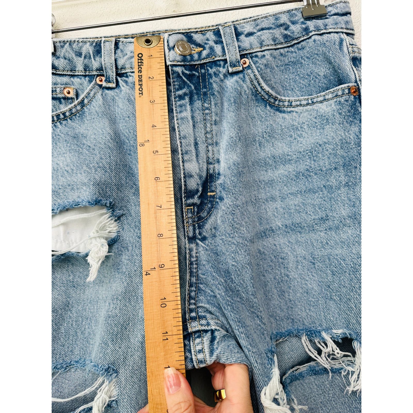 Topshop Topshop High-Waist Mom Jeans Blue W28 L30 Distressed Ripped Size 28" / US 6 / IT 42 - 12 Thumbnail
