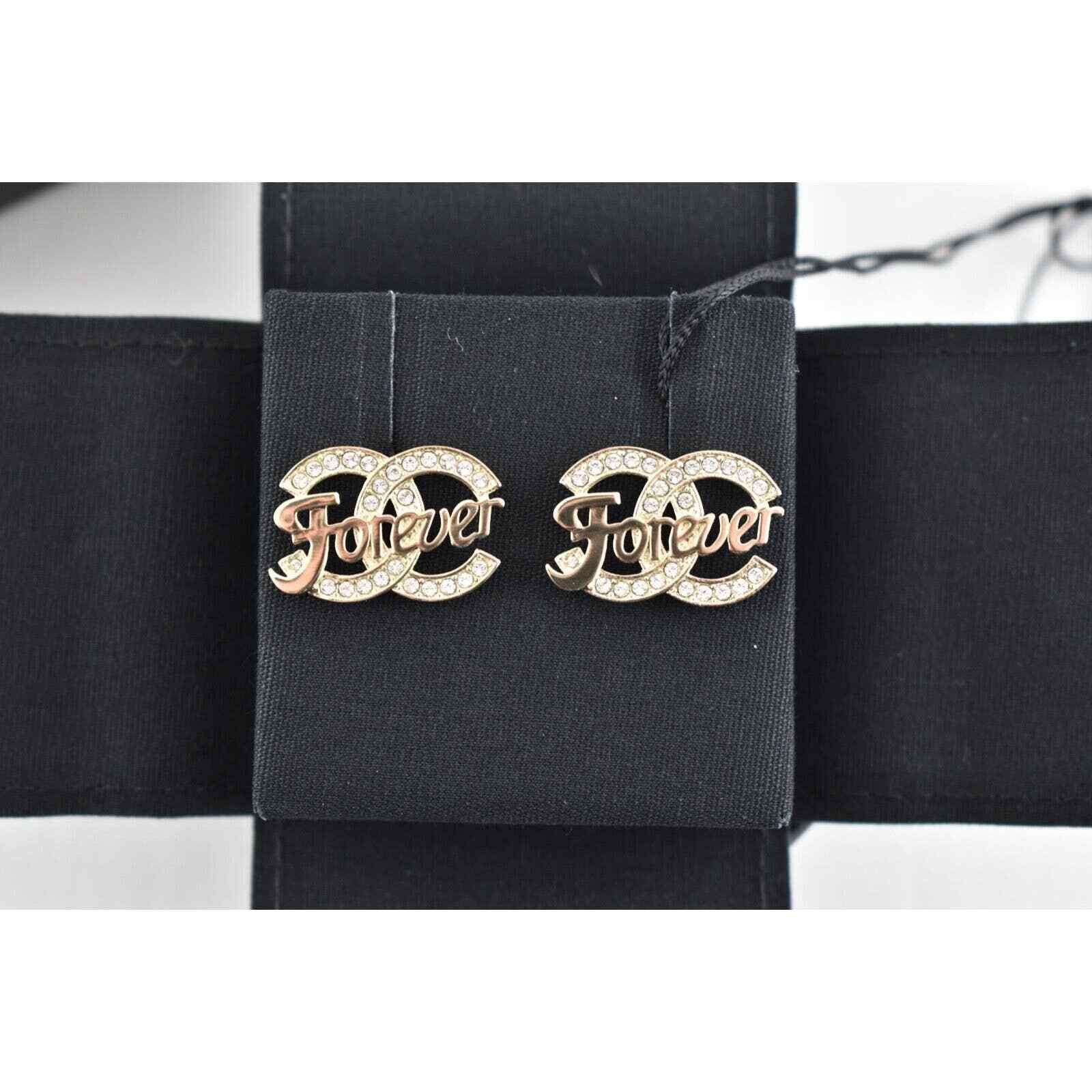 Chanel Chanel Gold Crystal Forever Dangle Statement Stud Earrings Size ONE SIZE - 5 Thumbnail