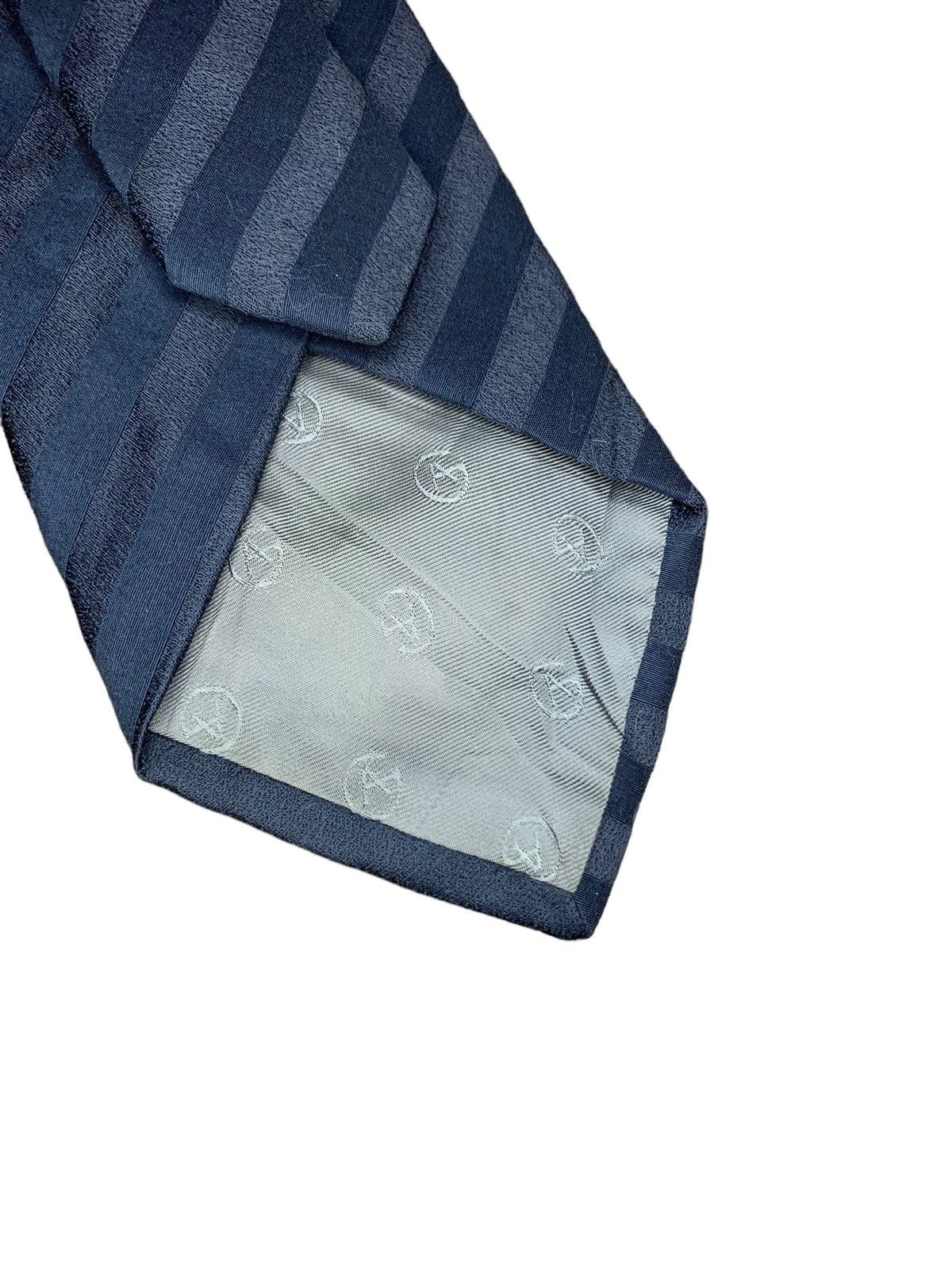 Armani Collezioni × Giorgio Armani Giorgio Armani diagonal stripe dark grey wool neck tie Size ONE SIZE - 7 Thumbnail