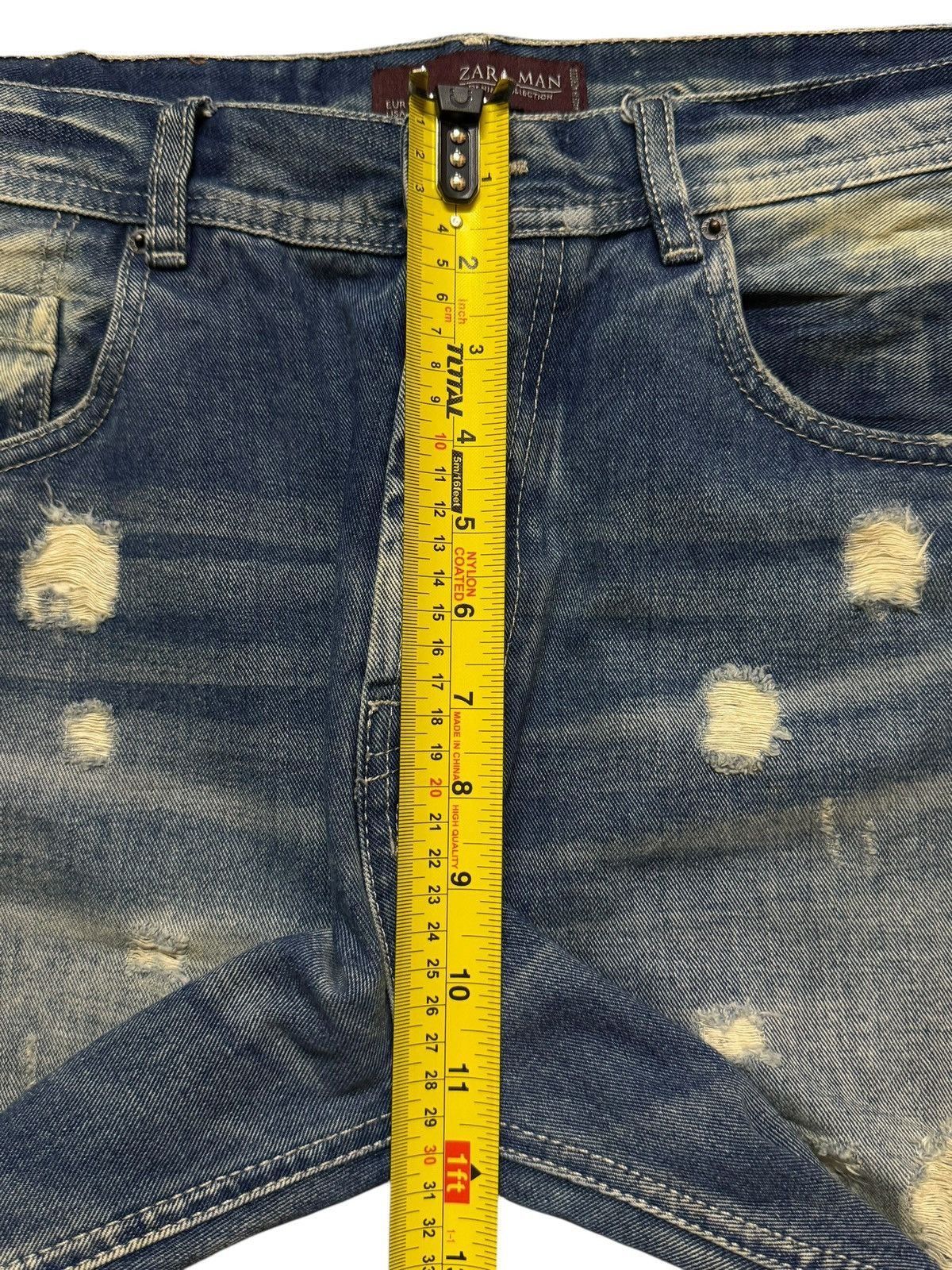 Zara Zara Mens Blue Faded Wash Distressed Destroyed Wide Leg Size US 33 - 9 Thumbnail