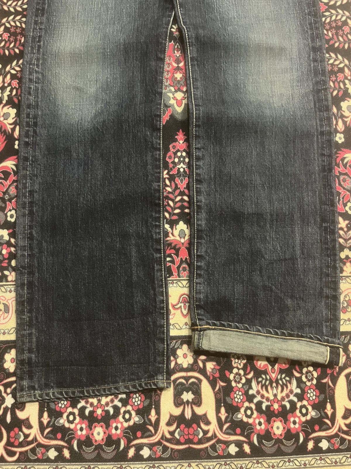 Vintage Japanese Golden Voice Buckle Back Dark Blue Selvedge Jeans Size US 37 - 11 Thumbnail
