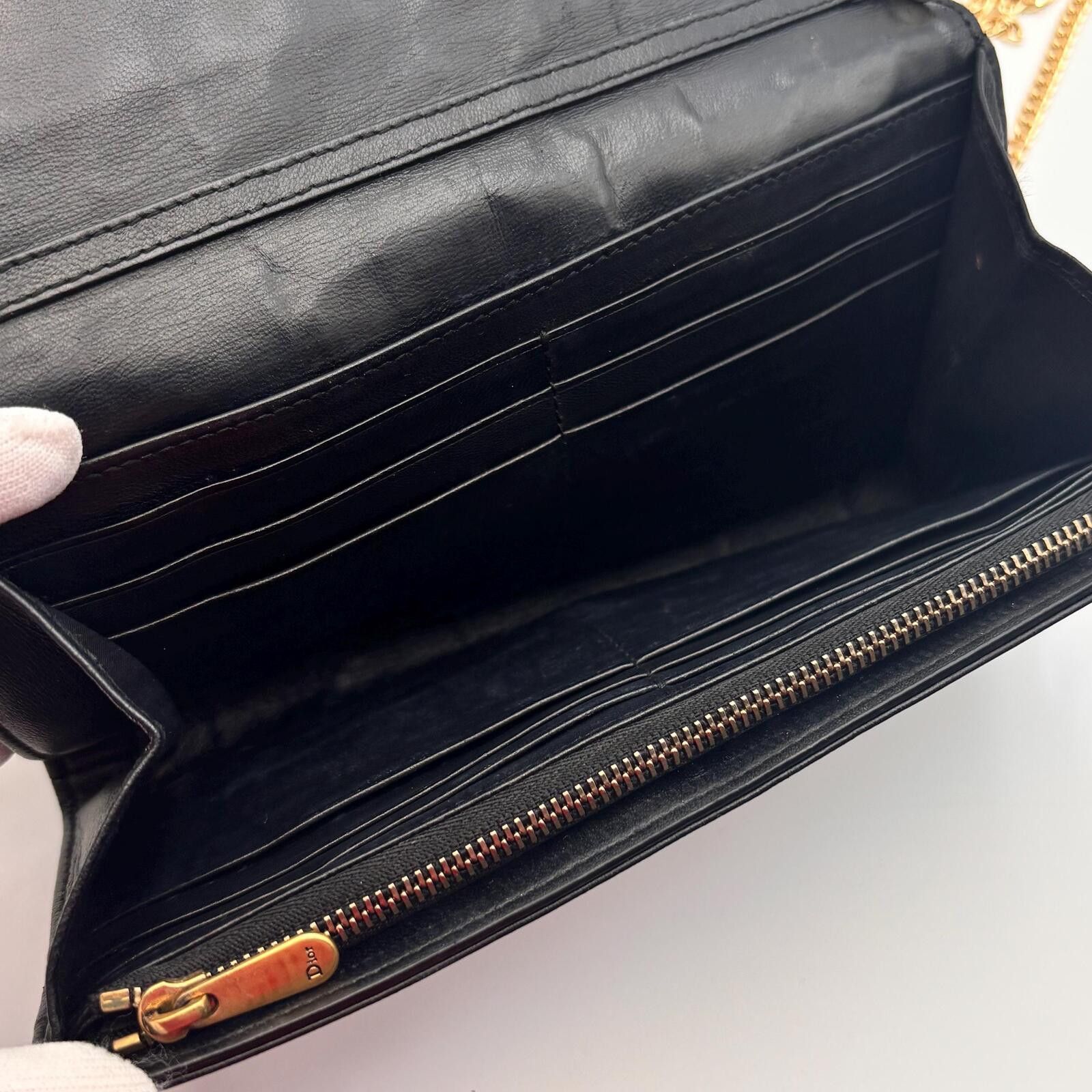Dior Christian Dior Studded Leather Chain Wallet / Clutch – Black Size ONE SIZE - 8 Thumbnail