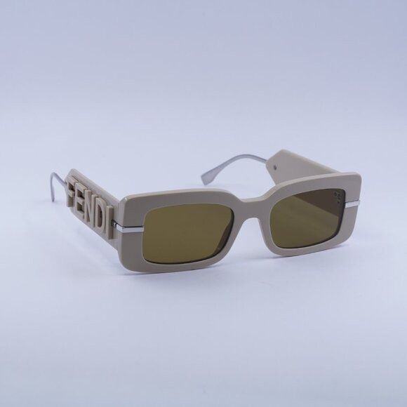 Fendi Fendi FE40133I 57E Sunglasses Brown/Silver Rectangle Frame Size ONE SIZE - 7 Thumbnail