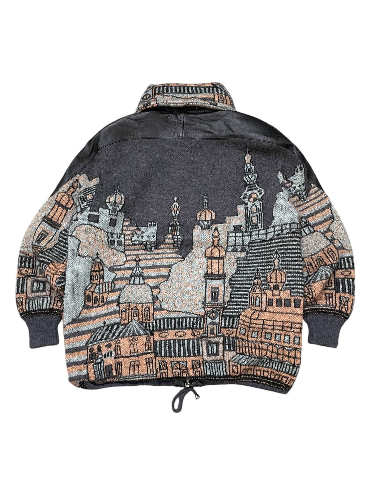 Japanese Brand Valley Japan Art Church Knit Leather Trim Jacket Size US XL / EU 56 / 4 - 2 Thumbnail