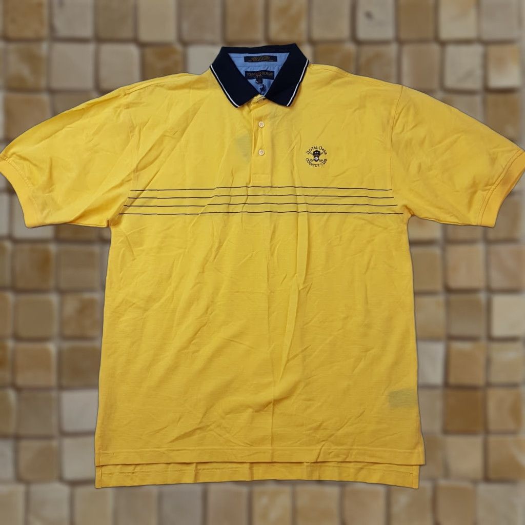 Tommy Hilfiger VINTAGE Tommy Hilfiger Golf Mens Large Yellow Polo Shirt Striped Country Club PGA 90s USA Polo Mens Size US L / EU 52-54 / 3 - 1 Thumbnail