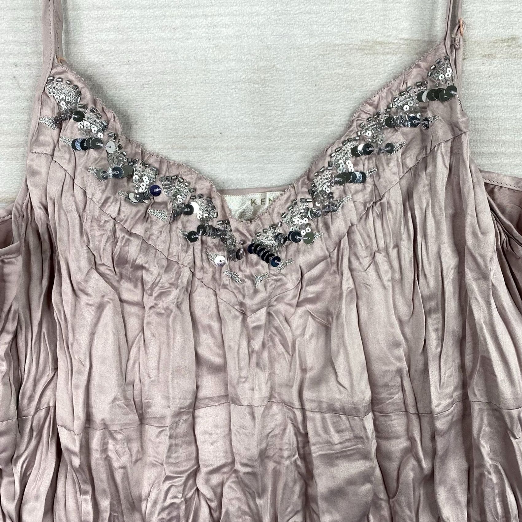 Pinko Kenar Tank Womens L Pink Crinkle Sequin Sleeveless Spaghetti Strap Beach Y2K Vintage Not N/A Size XL / US 12-14 / IT 48-50 - 2 Thumbnail