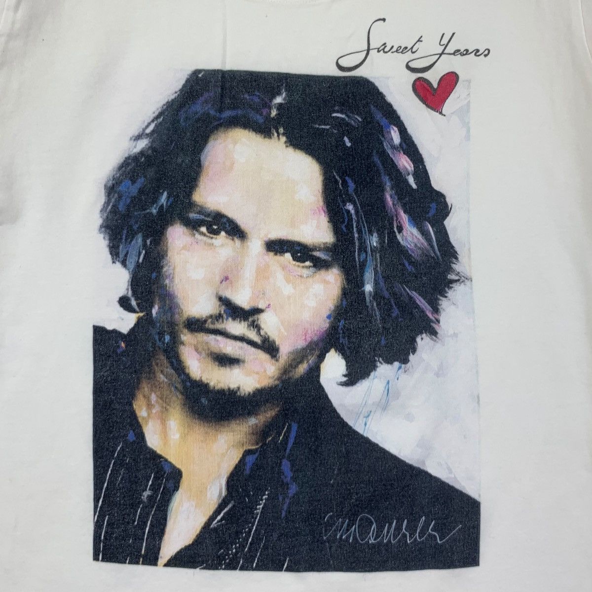 Vintage SWEET YEARS ITALY Johnny Depp Face Painting Tee Shirt Size M / US 6-8 / IT 42-44 - 3 Thumbnail