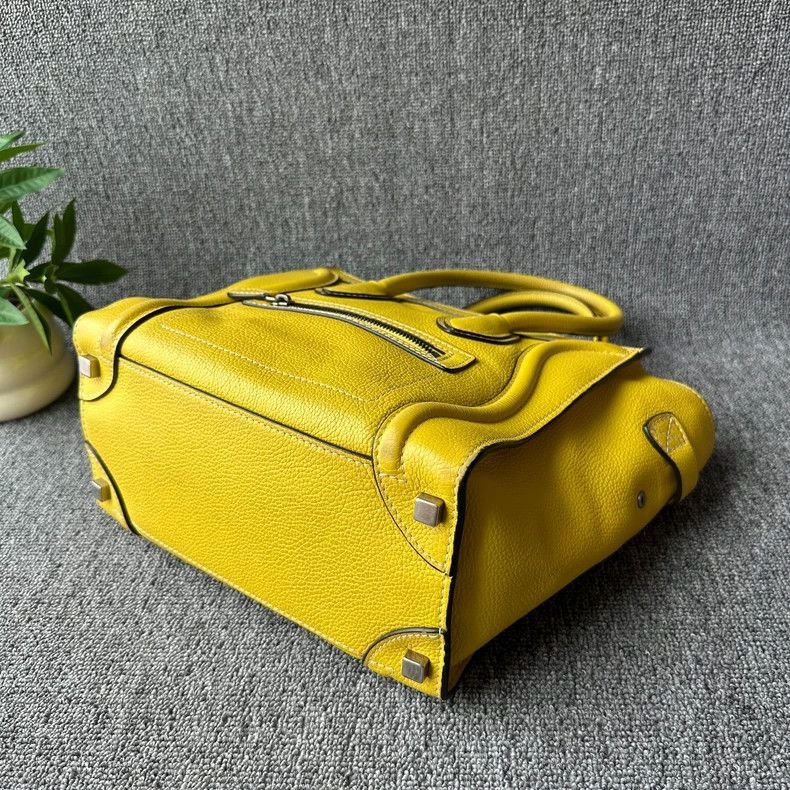 Celine CELINE Luggage Mini Yellow Leather Handbag Size ONE SIZE - 4 Thumbnail