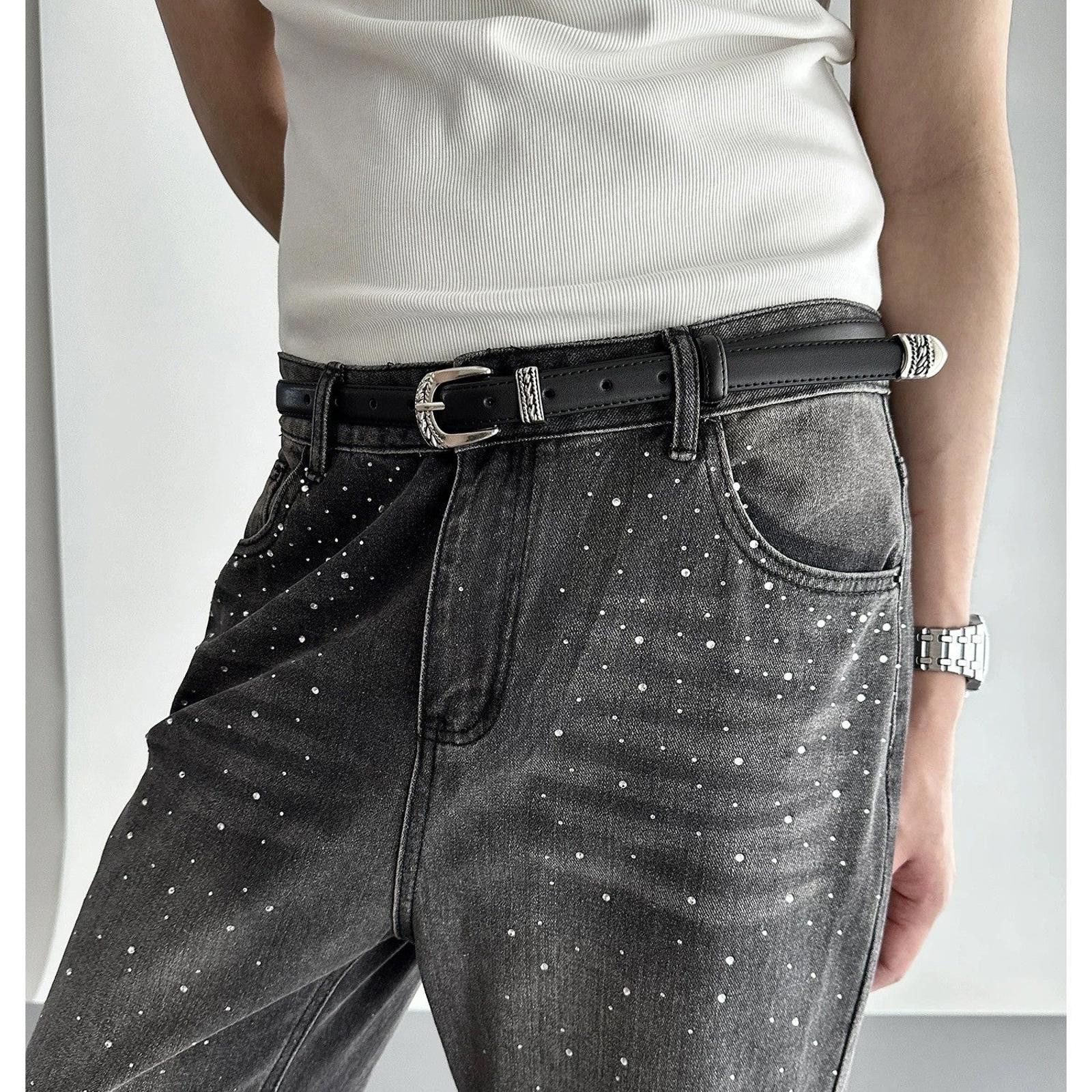 Leather Retro Metal Belt – Simple Silver, Versatile Fit Size ONE SIZE - 1 Thumbnail