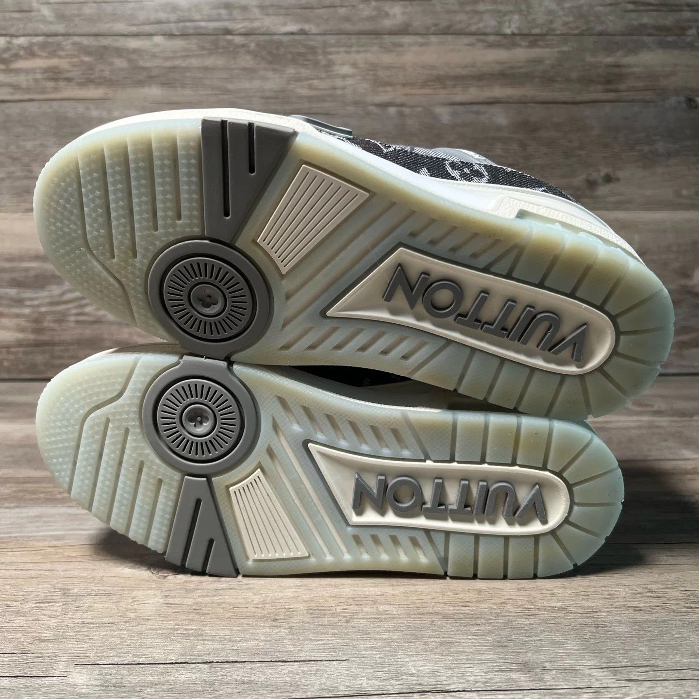 Louis Vuitton LOUIS VUITTON Trainer Gray Denim White Print 37 95 New Size US 6 / IT 36 - 6 Thumbnail