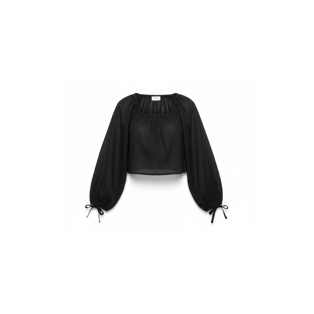 Saint Laurent Paris o1la1rc1a0226 820971 Blouse in Lamé Stripe Silk Muslin Black Size S / US 4 / IT 40 - 1 Thumbnail