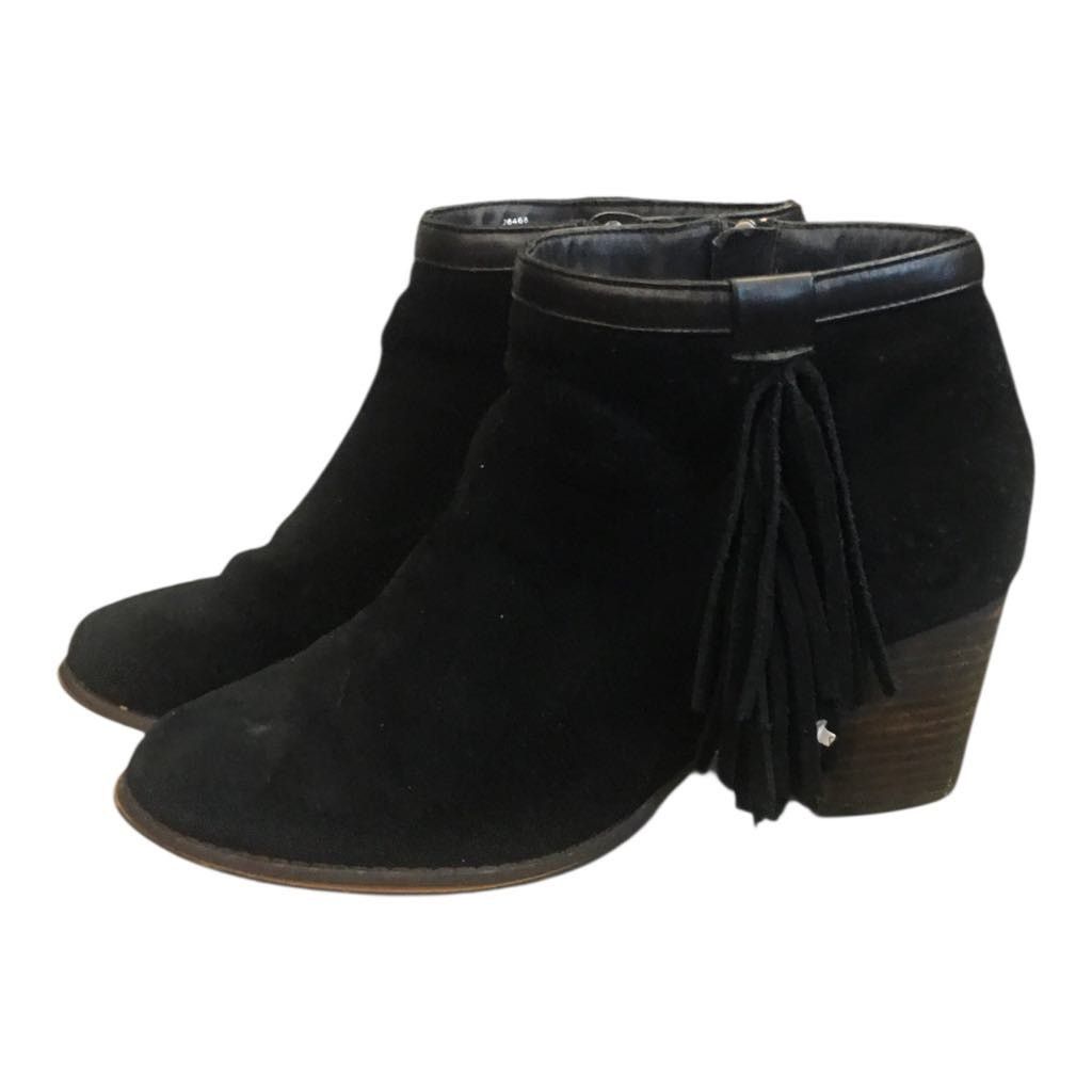 Other Women's Black Ankle Booties Boots Heels Fringe Zip Size 8W Size US 8 / IT 38 - 1 Thumbnail