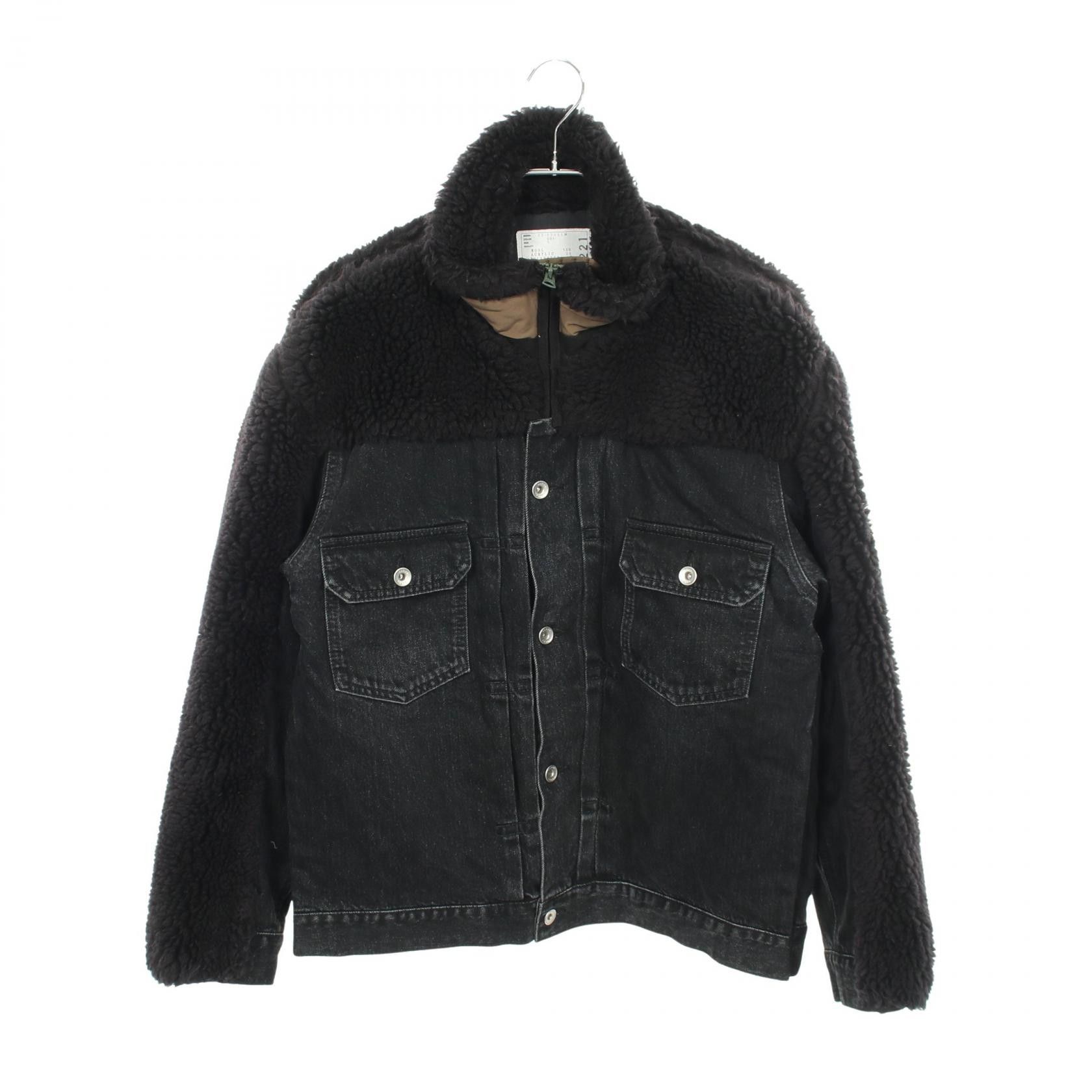 Sacai Sacai Sacai Faux Shearling Denim Wool Jacket Textile Outerwear 23-03221M DUTY FREE for USA Size ONE SIZE - 1 Thumbnail