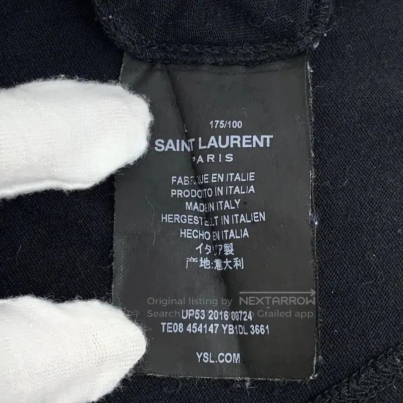 Yves Saint Laurent YSL Black Cotton Tee with Graphic Print . Size L / US 10 / IT 46 - 6 Thumbnail