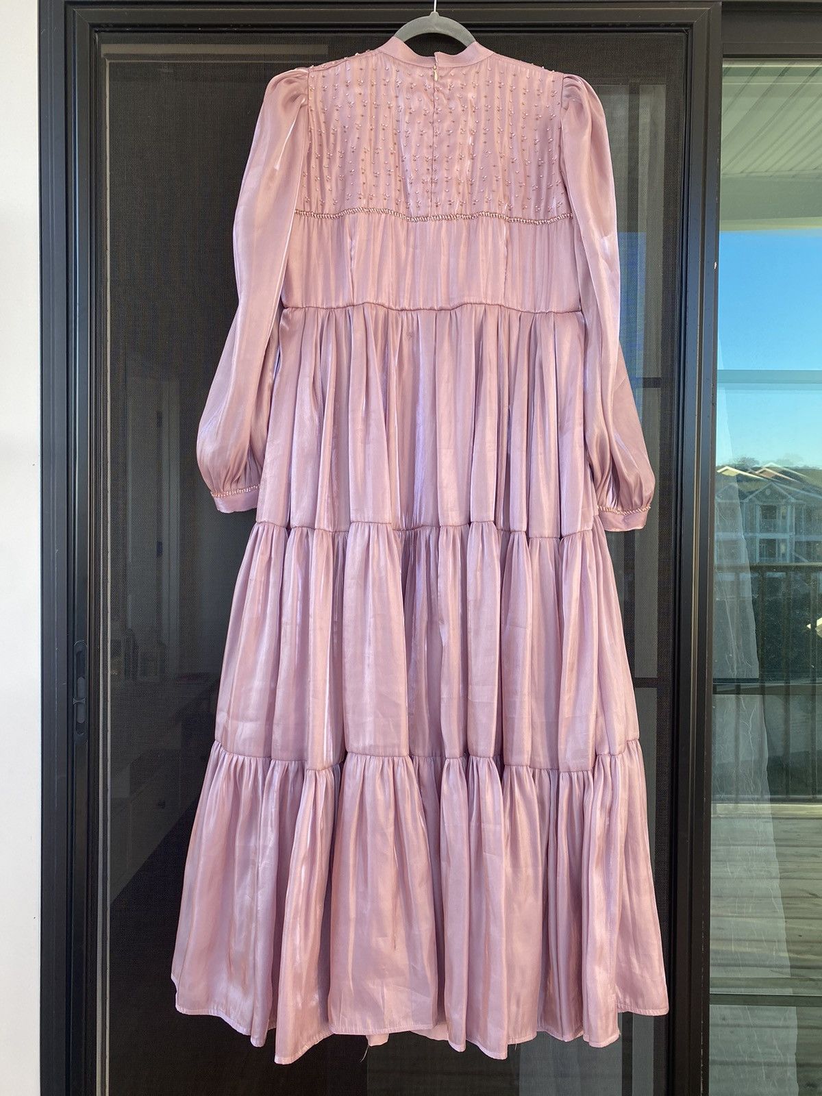 Other Gorgeous Sz L Pink Ruffle Tiered Partywear Maxi Beaded Dress Size L / US 10 / IT 46 - 9 Thumbnail