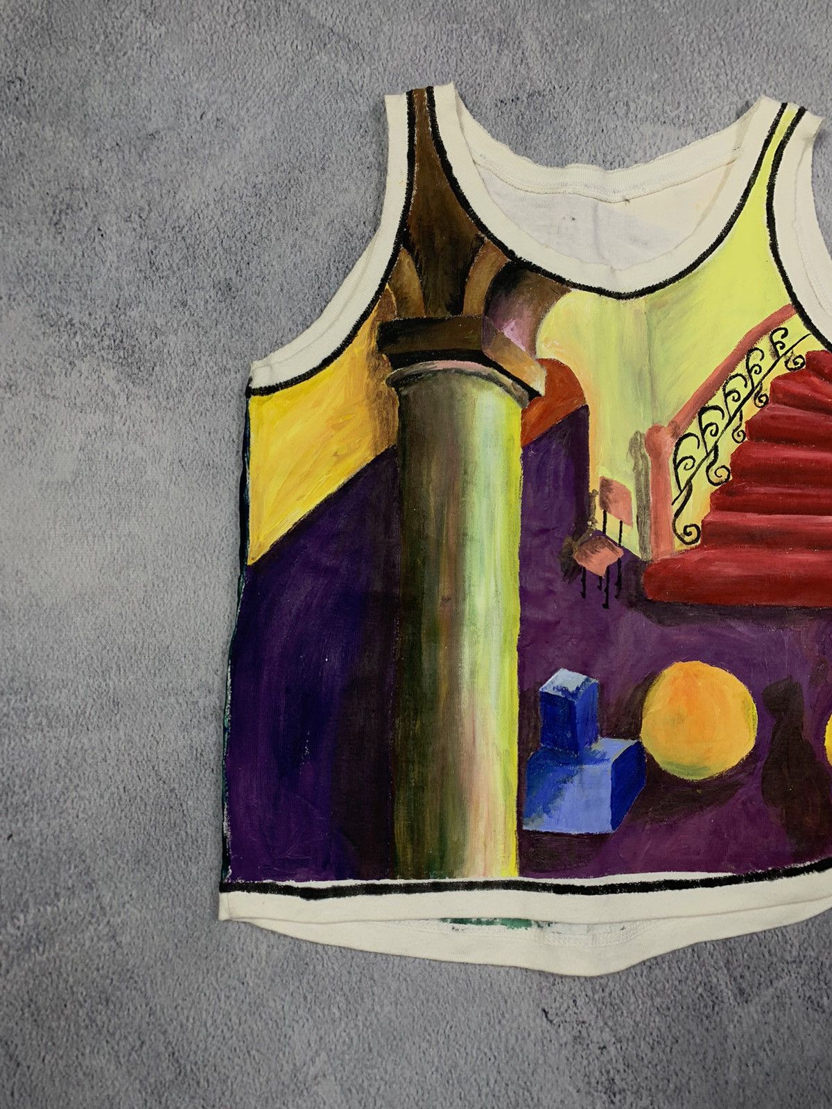 Vintage Vintage 90s Handmade painted Picasso abstract art tank-top Size S / US 4 / IT 40 - 2 Thumbnail