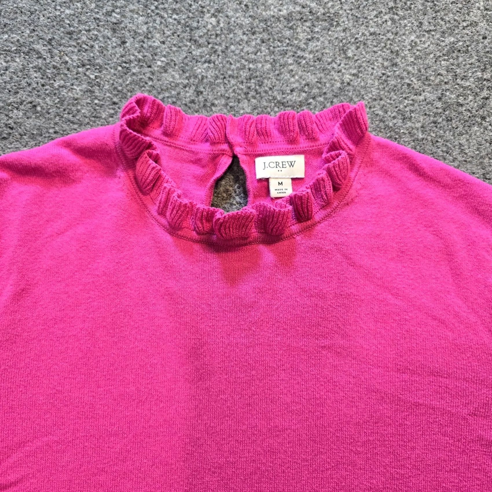 J.Crew J.CREW Sweater Womens Medium Pink Ruffle Neckline Long Sleeve Casual Capsule Holiday? Size M / US 6-8 / IT 42-44 - 2 Thumbnail