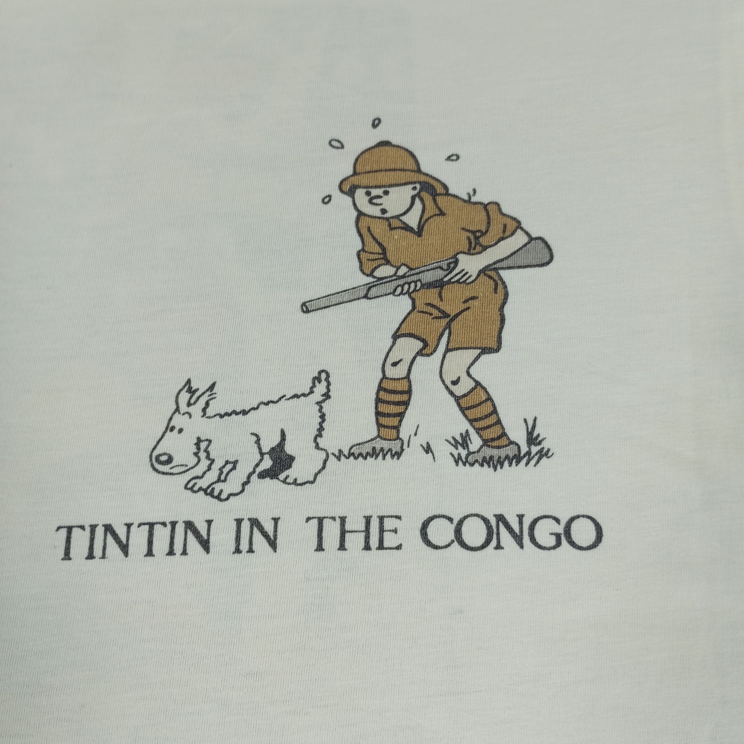 Vintage Tin Tin In The Congo Backprint Design Streetwear Tshirt Size US XL / EU 56 / 4 - 4 Thumbnail