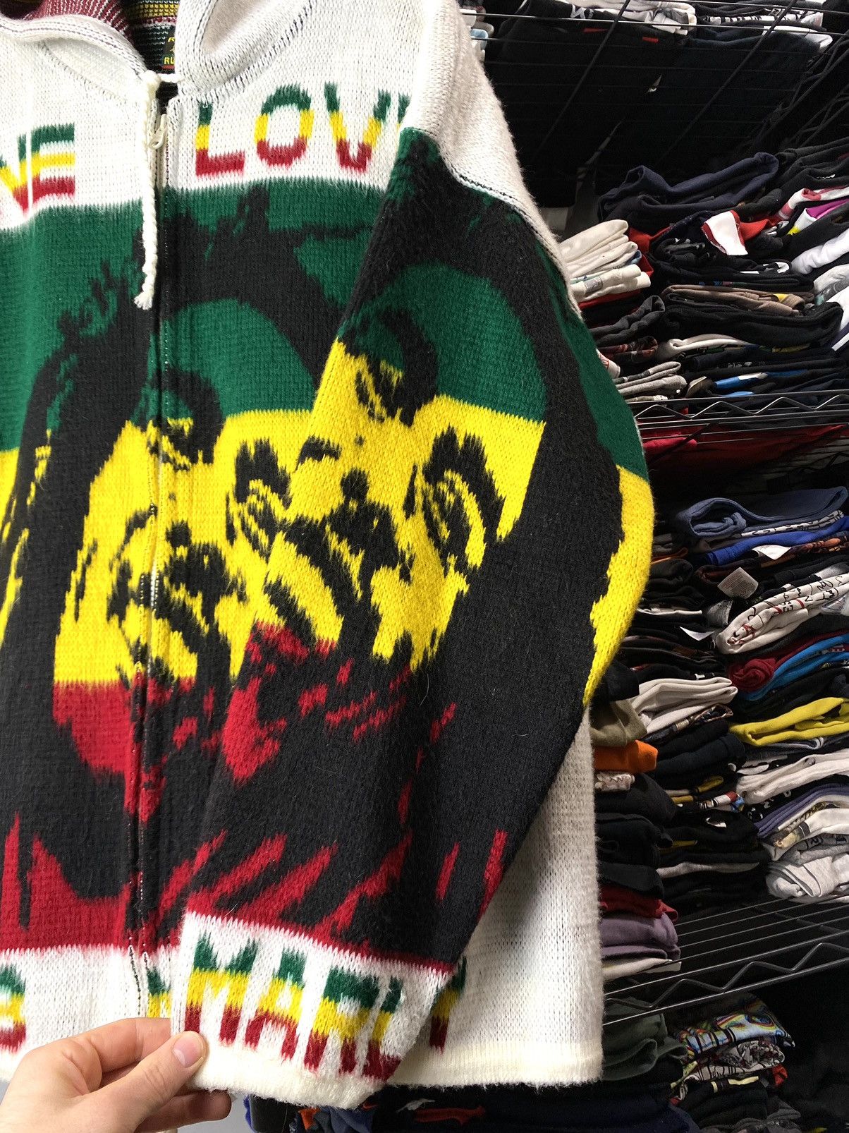 Bob Marley 💥Rare! Vintage Bob Marley Full Knit Heavy Hoodie Jacket Size US L / EU 52-54 / 3 - 13 Thumbnail