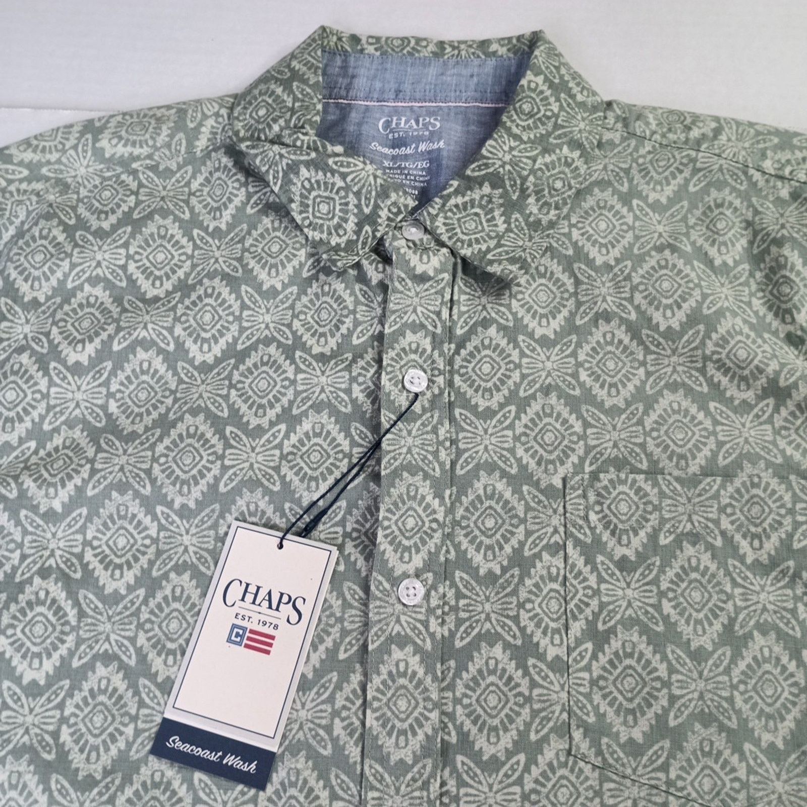 Chaps Chaps Seacoast Wash Chambray Woven Shirt Men's XL Green Size US XL / EU 56 / 4 - 2 Thumbnail