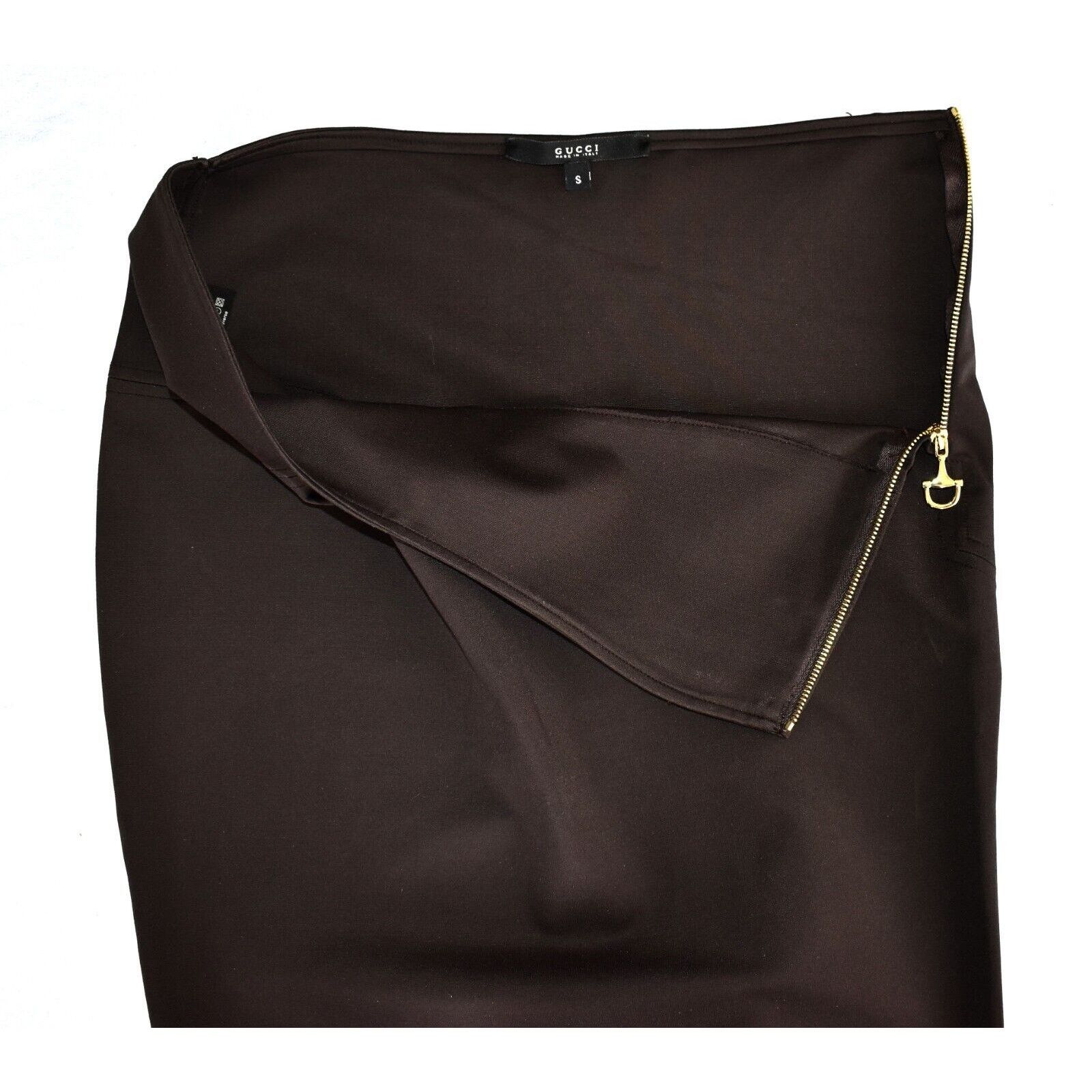 Gucci GUCCI Brown Unlined Back Pleated Side Zip Pencil Skirt Sz S Size 27" / US 4 / IT 40 - 5 Thumbnail