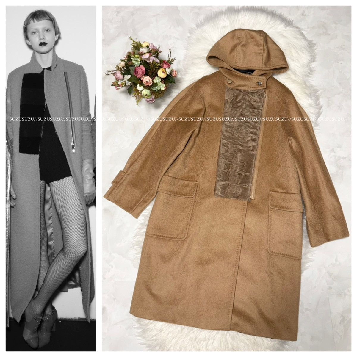 Max Mara Genuine Max Mara astrakhan fur trim hooded leather coat 42 Size M / US 6-8 / IT 42-44 - 1 Thumbnail