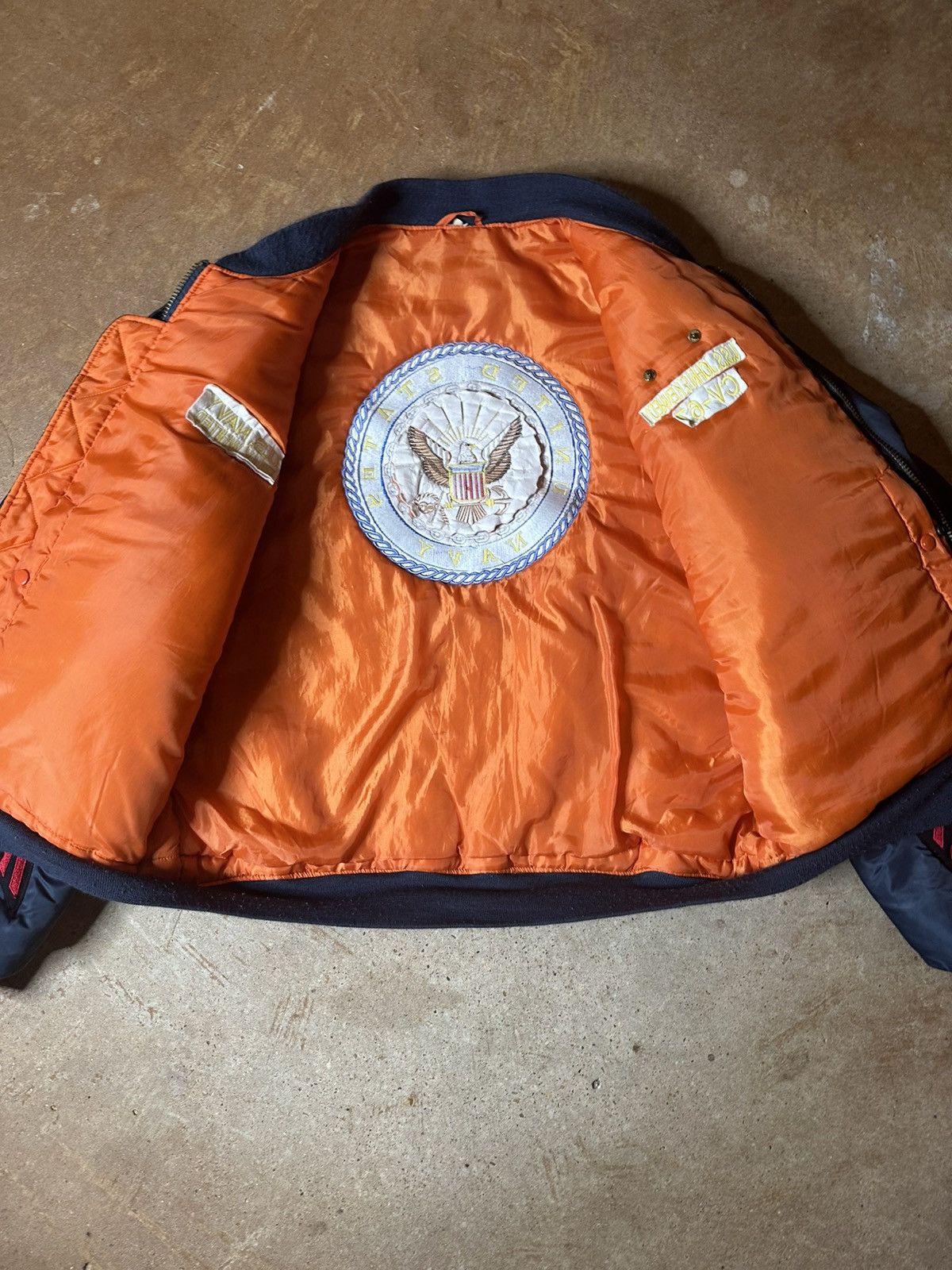 Vintage Oversized 90s Navy Bomber Jacket Size US XXL / EU 58 / 5 - 2 Thumbnail