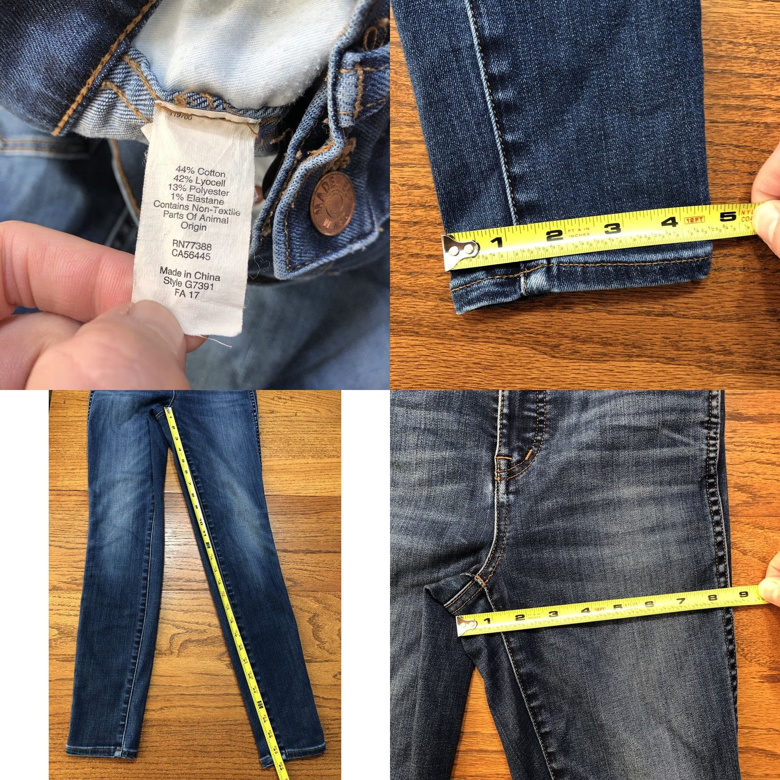 Madewell Madewell Jeans Womens 25 X 27.5 Inseam Blue 10” High Rise Skinny Denim Size 42" / US 20 - 8 Thumbnail