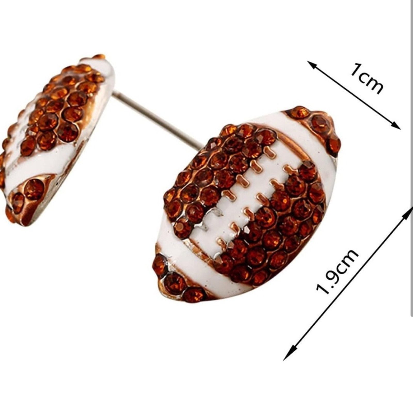 Other Football Shaped Earrings with Brown Crystals Size ONE SIZE - 5 Thumbnail