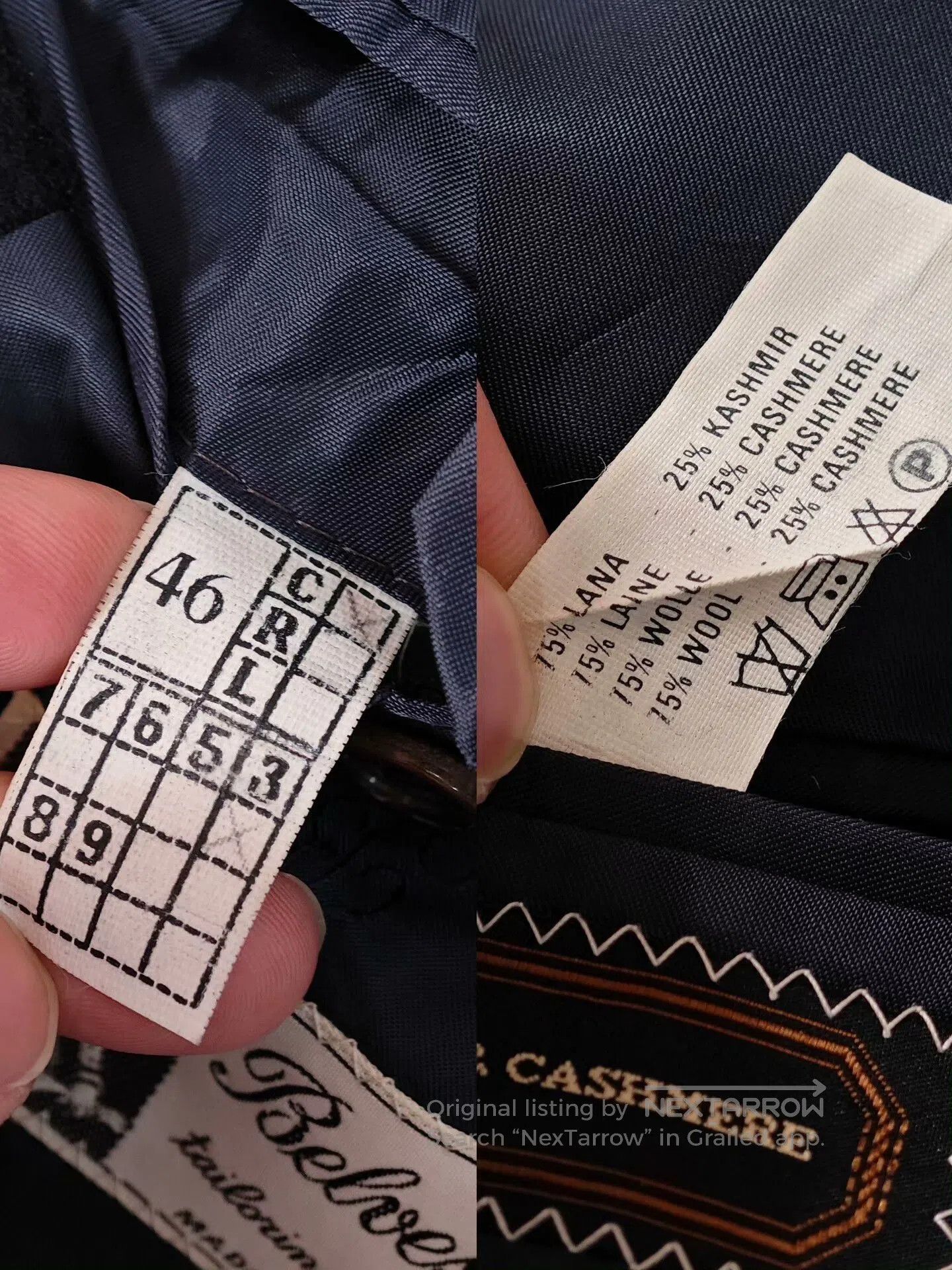 Belvest Italian Wool Cashmere Double-Breasted Suit. Size US S / EU 44-46 / 1 - 8 Thumbnail