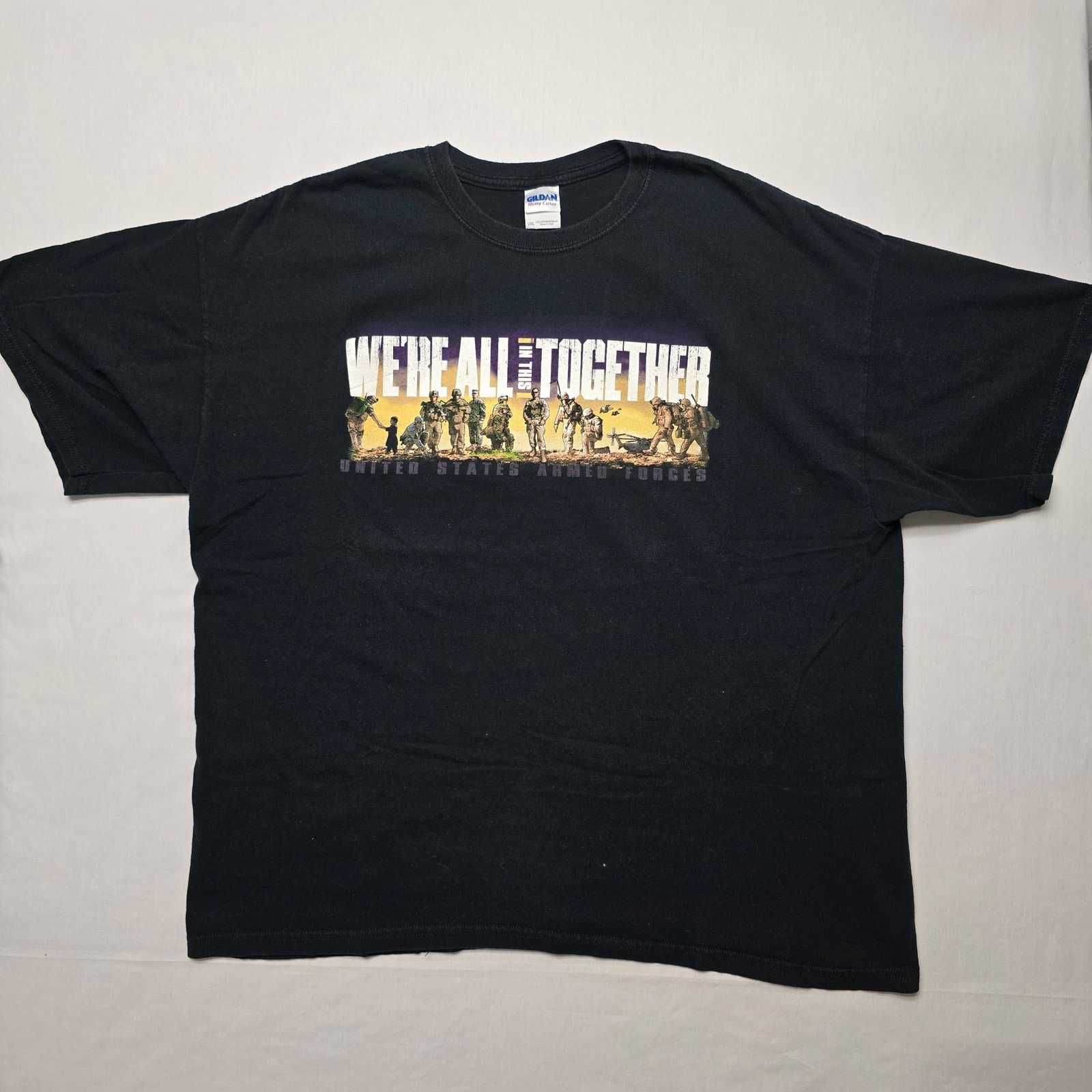 Gildan Military Shirt United States Armed Forces Black Mens 2XL Tee Size US XXL / EU 58 / 5 - 1 Thumbnail