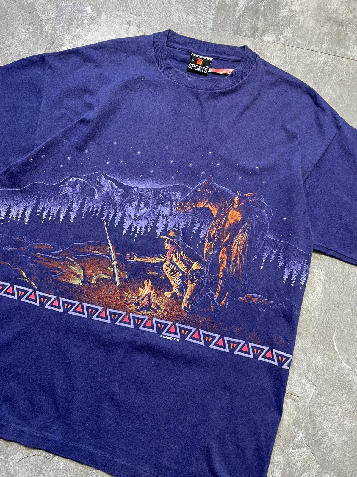 Habitat 1992 Mush On Habitat Tee Western Navajo Cowboy Streetwear Size US L / EU 52-54 / 3 - 2 Thumbnail