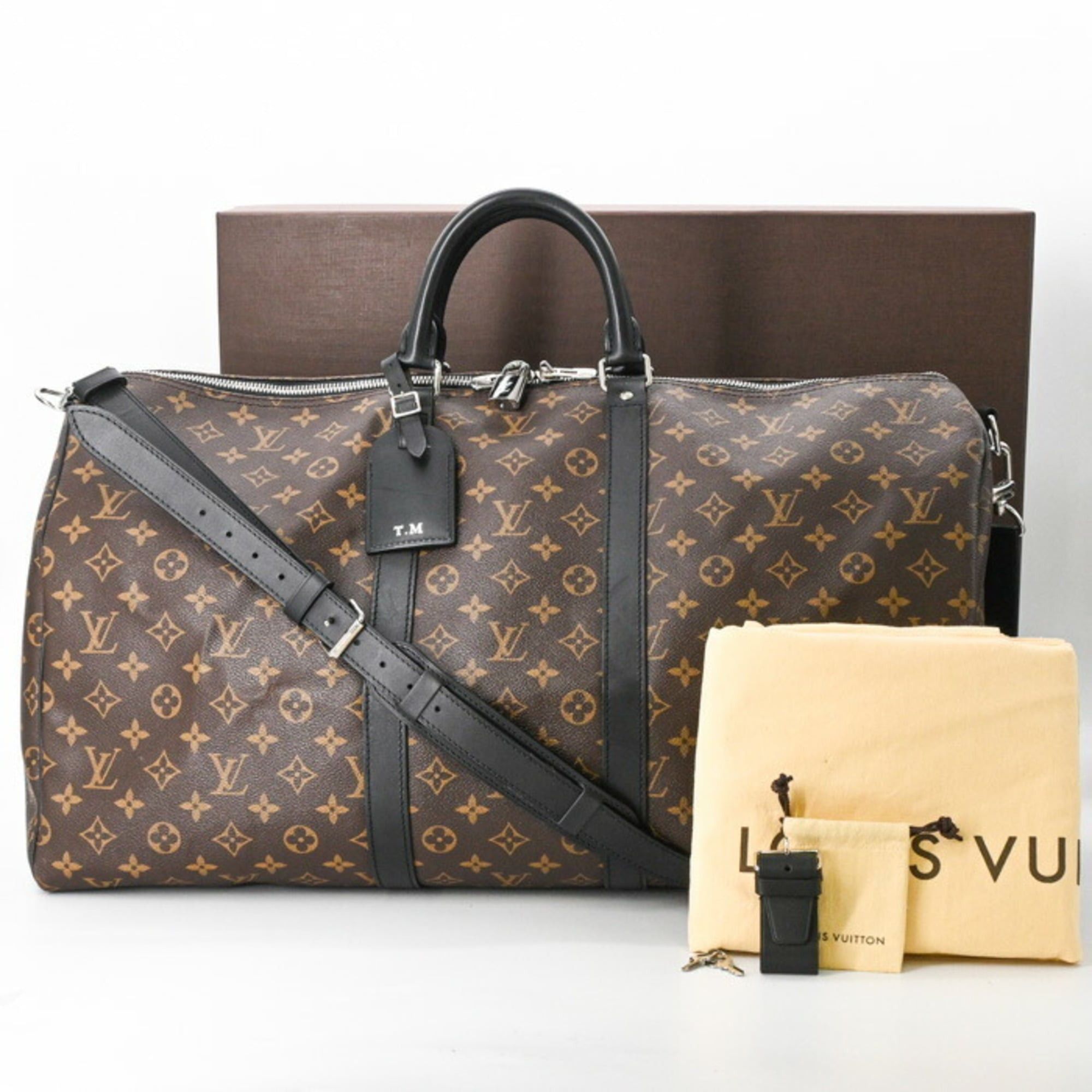 Louis Vuitton Louis Vuitton Boston Bag Monogram Macassar Keepall Bandouliere 55 Brown M56714 Size ONE SIZE - 1 Thumbnail
