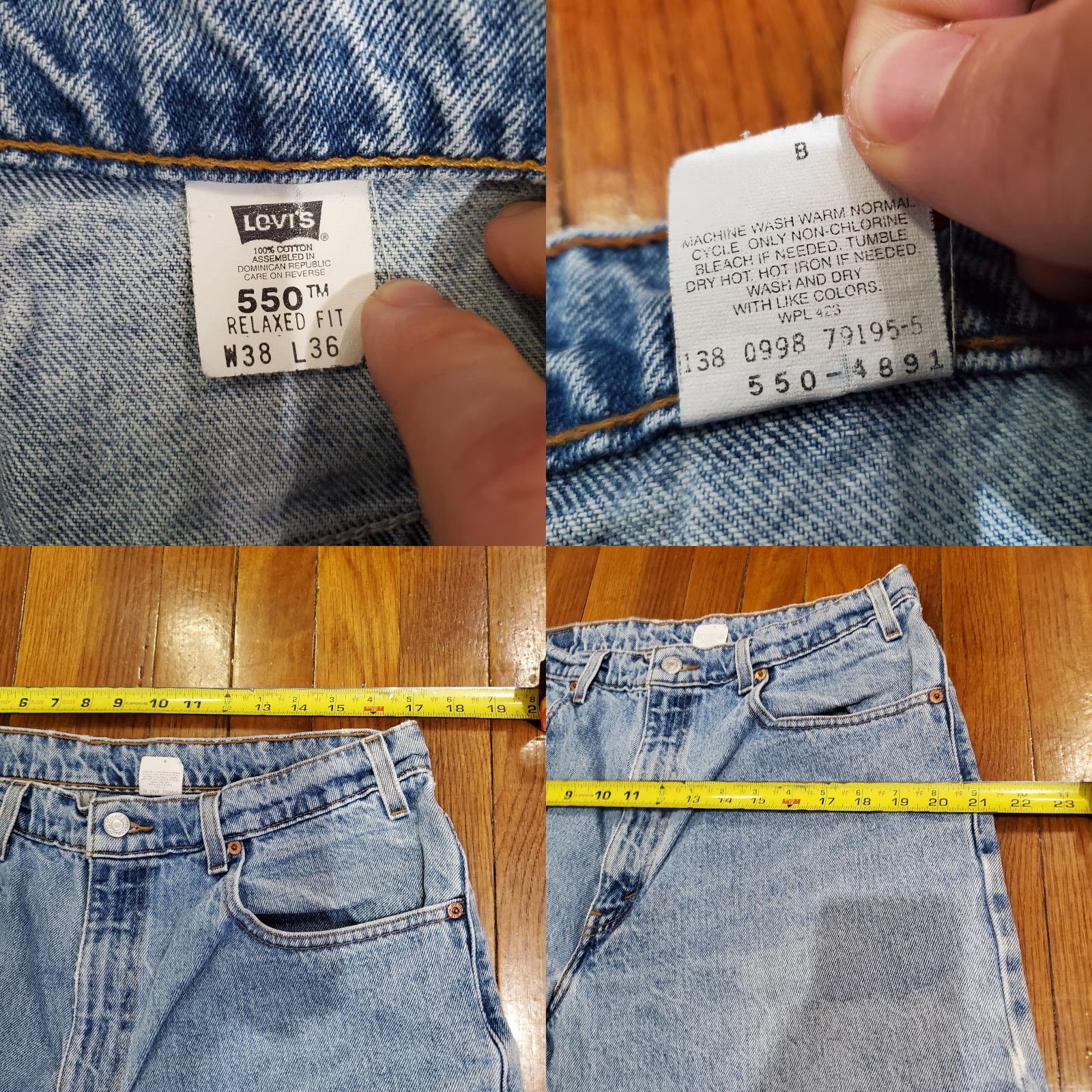 Levi's VINTAGE Levi's 550 Jeans Mens 37x36 Light Wash Relaxed Tapered Denim 90s Size US 38 / EU 54 - 8 Thumbnail