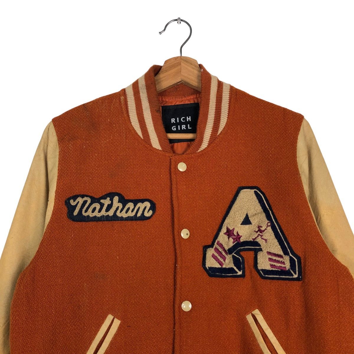 Japanese Brand Vtg Varsity Jacket Leather Rich Girl Japan Hysteric Glamour Size US M / EU 48-50 / 2 - 3 Thumbnail